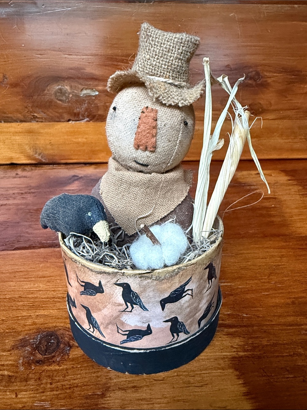 🐦‍⬛ Handmade Scarecrow with Crow Decor